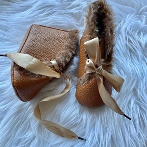 Faux fur baby booties